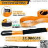 33,000lb Xtreme Heavy Duty Recovery Tow Strap | 20ft x 4in Vehicle Tow Strap with Reflective Sleeve & Reinforced Loops | Suits for 4x4 Offroad UTV ATV Trucks Boats - Image 2
