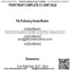Front Right CV Joint Axle for Honda 44250-HN8-A41 44250-HN8-A42 44250-HN8-A43 - Image 2