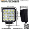 Luces de trabajo LED, 2 piezas de 4 pulgadas 48 W cuadrado inundaci??n barra de luz LED luz de conducci??n diurna IP67 resistente al agua para tractor Offroad JK 4x4 4WD Cami??n ATV UTV SUV 12V-24V - Image 2