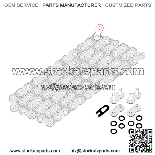 Polaris Scrambler 500 4X4 1997-2012 Red O-Ring Drive Chain - Image 2