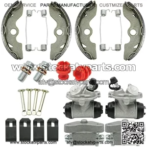 Front Brake Wheel Cylinders & Adjusters & Shoes Kit for Honda FourTrax Recon 250 TRX250 1997-2020 (Left&Right) TRX250TE/TRX250TM 45340-HB3-003 45370-HM8-B41 45350-HM8-B41