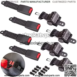 Universal Golf Cart Seat Belts Kit Retractable Set of 4 for Golf Cart Club Car EZGO Yamaha Go Kart ATV UTV Bus - Black