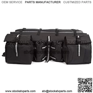 ATV Cargo Bag Rear Rack Gear Bag Made of 600D Waterproof Fabric with Topside Bungee Tie-Down Storage Padded-Bottom Multi-compartment Black