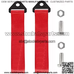 DORHEA 2PCS Racing Tow Strap Red High Strength Tow Strap Universal Cars Set Belt Nylon Strap Traction Rope Trailer Hook Compatible with Front or Rear Bumper Towing Hooks Decorative Trailer Belt (Red)