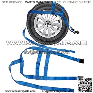 Bang4buck 2Pcs 17" - 21" Rim Size Car Basket Rachet Tow Dolly Straps Adjustable Racing Rally Wheel Net Set with Flat Hooks, 6600lbs Breaking Strength,5% coupon applied at checkout,with coupon