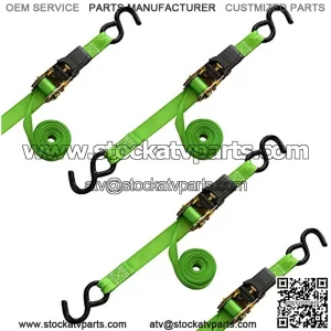 14-Foot Padded Ratchet Tie Down (4pk) 1,500 lbs Break Strength - 500 lbs Safe Work Load C Haul Lighter Loads in Your Pickup C Secure Dirt Bikes, ATVs, Mowers and More