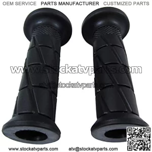 Black Soft Rubber Open End Motorcycle Grips fit 7/8th" Handlebars Pair for Aprilia, BMW, , Honda, Kawasaki, KTM, Moto Guzzi, Suzuki, Yamaha, ATV