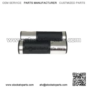 1 Pair 7/8" CNC Motorcycle Bike ATV Sports Aluminum Rubber Gel Hand Grips Handlebar Cafe Racer End Bar (Titanium)