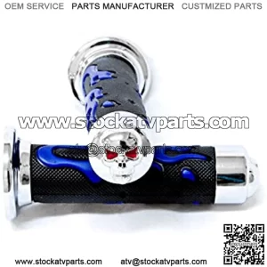ATV/PWC Chrome Skull Hand Grips Blue Flame Grip Compatible with Yamaha Blaster
