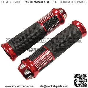 MMG Universal Handlebar Grips 7/8 inches (22mm) Aluminum Soft Rubber Motorcycle Scooter, Diamond, Red