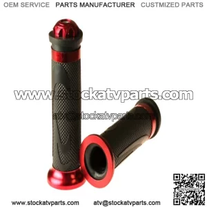 Red Anodized Aluminum & Rubber Grip Set for Scooters, ATVs, & Dirt Bikes