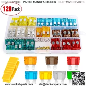 50016R 120 pcs Standard Fuse Assortment kit C 5, 7.5, 10, 15, 20, 25, 30 AMP C Regular APR/ATO (Open)/ATC Blade Fuses for Cars, Trucks, Boats,Automotives,2 Years Warranty