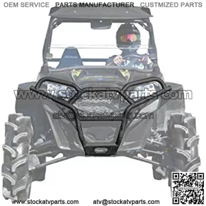 SuperATV Front Bumper / Brush Guard for 2012+ Polaris RZR 570 | Heavy-Duty 38mm Carbon Steel Tube | Powder Coated for Long Lasting Protection | 3mm Steel Skid Plate | Fully Protects Front End!