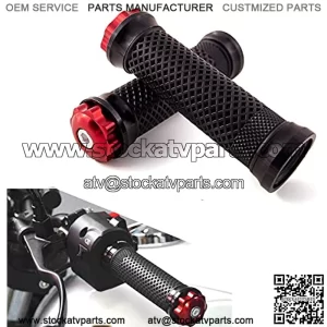 CREYU Motorcycle Grips with Aluminum Bar End Cap, Comfor Non-Slip Soft Rubber Motorcycle Handlebar Grips for 22mm 7/8" Motorcycle Hand Bar Thruster Grip