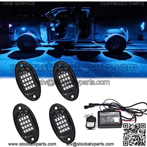LED Rock Light Kits with 4 Pods, LED Neon Underbody Glow Trail Lights Waterproof Multicolor Car Interior Lights for Trucks, Je eps, UTV, SUV, ATV, Off-Road Lighting
