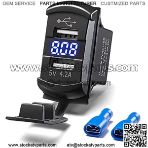 Dual USB Rocker Switch Blue Led Digital Voltmeter Input 12-24V Output 5V/4.2A for Fast Charging Electronic DevicesUniversal for All 12V-24V Cars,30% coupon applied at checkout,with coupon