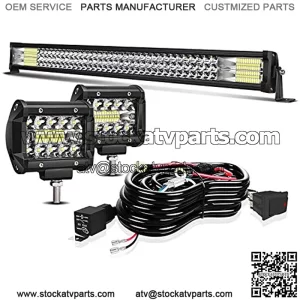 Led Light Bar 32 Inch 405W Spot Flood Offroad Driving Lights w/4" Pods Cube Auxiliary Led Work light Fit Truck Trailer Tacoma Boat ATV UTV SUV Pickup