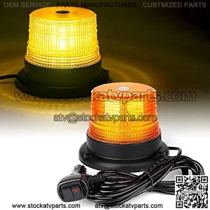 Amber LED Beacon Strobe Light, Forklift Rooftop Warning Flashing Caution Lights w/ Magnetic Base for Construction Vehicles, TowTrucks, Security Patrol, Postal, Golf Carts, UTV ATV, Snow Plows