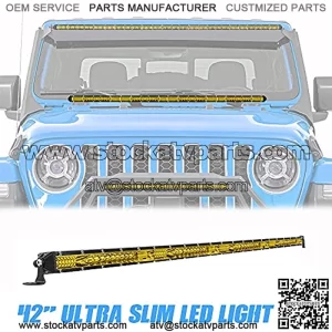 42 Inch Straight LED Light Bar Yellow Light Ultra Slim Upper Roof Single Row Spot Flood Combo Beam LED Off Driving Light Boat Light for Truck ATV UTV Boat 1PC