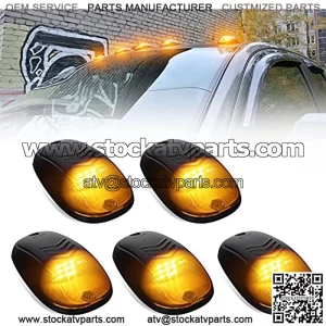 OPP ULITE Amber Cab Lights LED Marker Top Roof Running Lights, 5PCS Clear Lens 9-LED Bulbs Aftermarket Replacement, Compatible for Ford F150 F250 F350 Dodge Ram SUV Truck 4X4 ATV Offroad (DK018-Y)