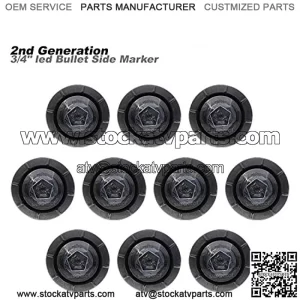 10 Pcs LedVillage 2nd Generation 3/4 Inch Mount Smoked Lens Amber Light LED Clearance Bullet Marker lights, Side Led Marker for Truck Boat SUV ATV Bike Trailer Marine