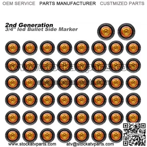 50 Pcs LedVillage 2nd Generation 3/4 Inch Mount Amber LED Clearance Marker lights Side Led Marker for Truck Boat SUV ATV Bike Trailer Marine