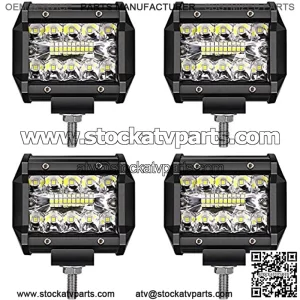 LED Pods ,4 Inch 60W Led Light Bar Spot Flood Combo Off Road LED Fog Lights Triple Row Led Work Lights for Jeep Trucks Polaris Boats Pickup UTV ATV,4 Pack
