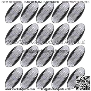 (Pack of 20) 2.3 Inch Clear Lens Green 4 LED Surface Mount Oval Side Fender Indicator Light Universal for ATV Truck Lorry Trailer Pickup Bus Camper RV Flatbed Tow 12V 24V DC Clearance Lamp NG