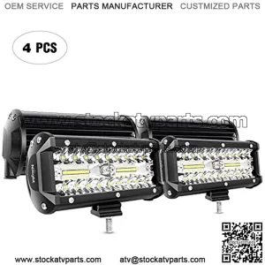 4PCS 6.5 Inch 120W Triple Rows LED Light Bar Spot & Flood Combo Driving Light Waterproof Led Work Light Off-road Truck Car ATV SUV Cabin Boat