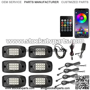 6 Pods RGB LED Rock Lights with Wires,90LEDs Waterproof Music Mode/29 Color Changing Modes/APP/Remote Control Neon LED Light Kit for Off Road Trucks SUV Car ATV UTV Boat(4Pcs Wires Provided)