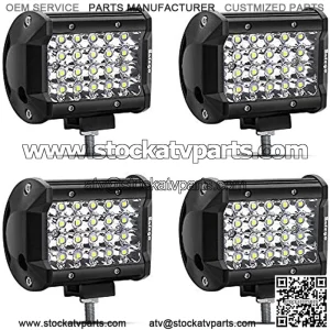 LED Pods Light Bar 4Pcs 4inch 72W 7200Lm Spot Beam Driving Fog Off Road Lights Quad Row Waterproof LED Work Lights Compatible with Trunk ATV UTV SUV Boat