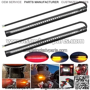 Motorcycle LED Turn Signal Tail Brake Integrated Light License Plate Light Bar 8" Flexible Light Blinker Strip for motorcycle License Plate Rear Saddlebag