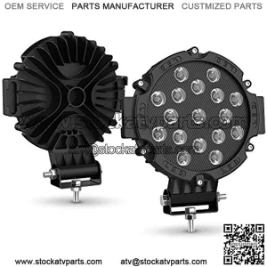 DWVO 51W Round Spot Lights 2PCS 7" Black Led Offroad Light Pods Bar Fog Driving Roof Lights Bumper for SUV, Truck, ATV, SUV