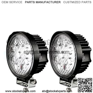 LED Pods Spot Flood Light 4" 27W Round Work Light 6000K for Tractor Bulldozer UTV Golf Cart Boat Off Road Truck Jeep SUV ATV - Voltage Automotive (2x Spot Lights)