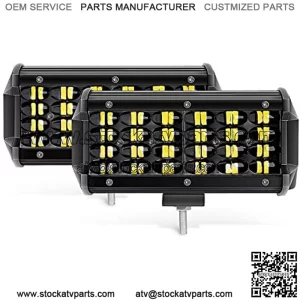 18027C-A 2PCS 6.5Inch Bar 2 Pack 7 Inch 72w 7200lm Quad Row LED Off-Road Pods Spot Beam Fog Driving Work Light for Truck 4x4 ATV SUV Boat Jeep Tractor