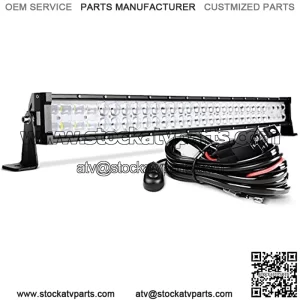 DWVO 32" LED Light Bar 390W Straight 9D 48000LM Upgrade Chipset with 10ft Wiring Harness for Offroad Driving Fog Lamp Marine Boating IP68 Waterproof Spot & Flood Combo Beam Light Bars