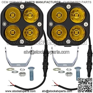LED Yellow/Amber Driving Fog Lights Pod Lights Offroad Driving Lights Work Auxiliary Lights Bumper Lights 2Pcs 3Inch 40W Waterproof Fit for Car Truck ATV UTV Motorcycle Golf Pick-up