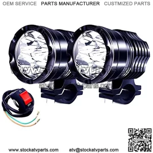 Motorcycle Led Driving Lights, 2x High/Low/Strobe Bicycle Dirt Bike Spotlights With Switch 12V 24V 40W