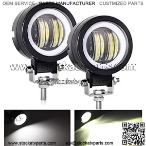 3" Motorcycle Led Headlight with High Beam and Round LED Angel Eye Light DRL, 6000K Waterproof Fog Flood Light Small for Motor Off-road Truck, 2 Packs