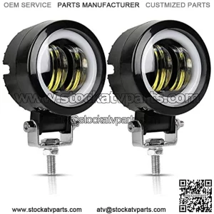 LED Motorcycle Lights White, AAIWA Motorcycle Driving Lights 3 Inch 40W Round Headlight with Blue Angle Eye Running Fog Light