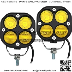 LED Combo Yellow Ditch Lights Pod Lights Driving Fog Lights 2Pcs 3Inch 40W Waterproof Offroad Driving Lights Work Auxiliary Lights Fit for Auto Car Truck ATV UTV Boat Golf Motorcycle