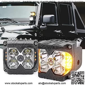 Side Shooter Led Lights, 80W/Pair IP68 Waterproof Off-road Driving Lights with Combo Beam Separate Solid/Strobe Amber Lights Compatible with Truck Jeep Boat Trailer ATV SUV 4x4