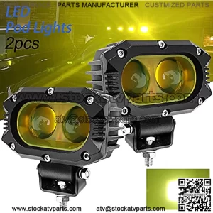 Fog Lights Bar Yellow 2pcs LED Spot Beam Driving Lights Work Light Pods Fit for Motorcycle ATV UTV SUV Car Tractor Forklift Truck Boat 914Z-Y-S-2pcs