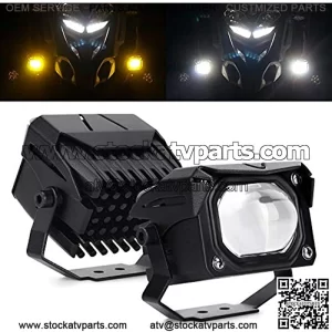 Motorcycle Led Driving Lights 3000K Amber Yellow Fog Light 6000K White 60W 6000LM High Low Beam Avoiding Blinding Driver Spot Light DRL for Car ATV UTV SUV Truck Offroad (OPL-U9)