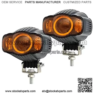 LED Yellow Motorcycle Driving Fog Lights With White Angel Eye 2Pcs 30W 3.5 Inch Waterproof LED Yellow Driving OffRoad Lights Work Auxiliary Lights Fit for Motorcycle Truck Car Boat Tractor ATV SUV