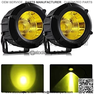 Motorcycles Round LED Fog Lights Yellow Spot Pods Work Driving Lights Off Road for E-Bike Truck Car Boat SUV ATV Pickup Tractor 2PCS