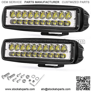 LED Light Bar, Wayup 2Pcs 80W 6 Inch LED Work Light Pods Spot Beam Off Road Driving Light Slim Dual Row Fog Light Waterproof for Trucks ATV UTV SUV Car Boat Golf Cart