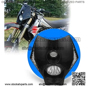 Pit Bike Headlight,Dirt Bike Headlight,S2 12V 35W Universal Motorcycle Headlight Dual Lights Head Lamp Led Lights For Dirt Pit Bike ATV - Black