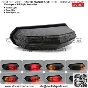 Universal Smoked Integrated Motorcycle Powersports Tail Light Assemblies Turn Signal Function For Dirt Bike Buggy Chooper Cruiser ATV