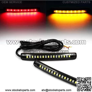 Purishion 2x Universal Flexible LED Turn Signal Tail Brake License Plate Light Integrated for Motorcycle Bike ATV Car RV SUV, Brake/Running Tail Light(2Pack) (Amber Red)